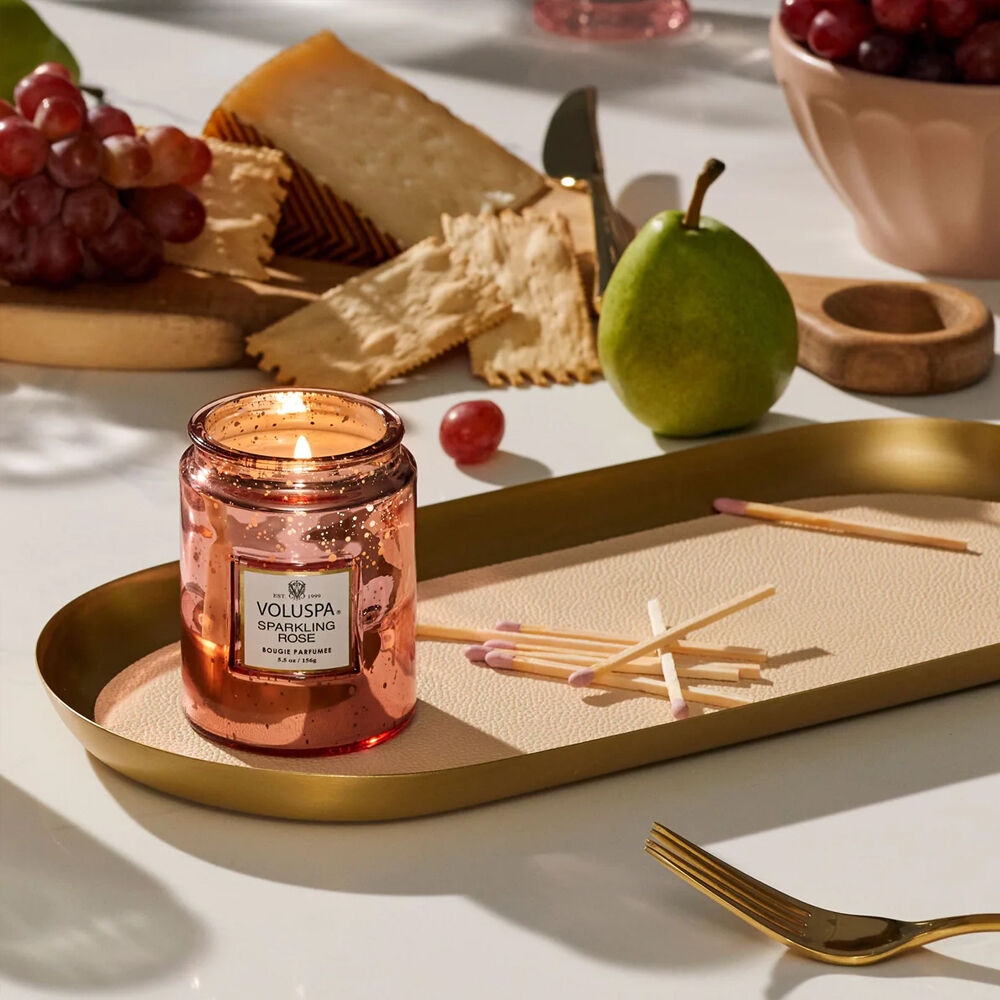 K-Lifestyle VOLUSPA Sparkling Rose M Glass Candle 5.5oz (156g) (5.5oz)