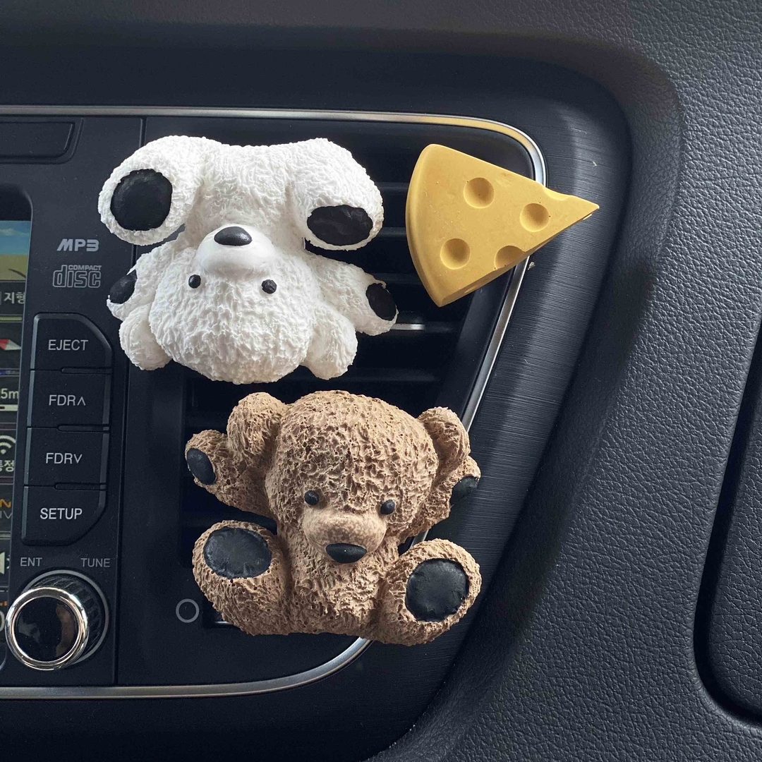 K-Lifestyle coming candle Dancing Curly Teddy Bear Car Plaster Air Freshener