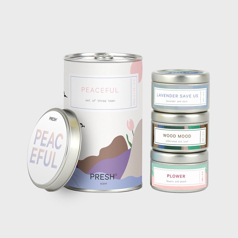 K-Lifestyle PRESH Candle Peaceful SET SMALL Candles (3-Pack)