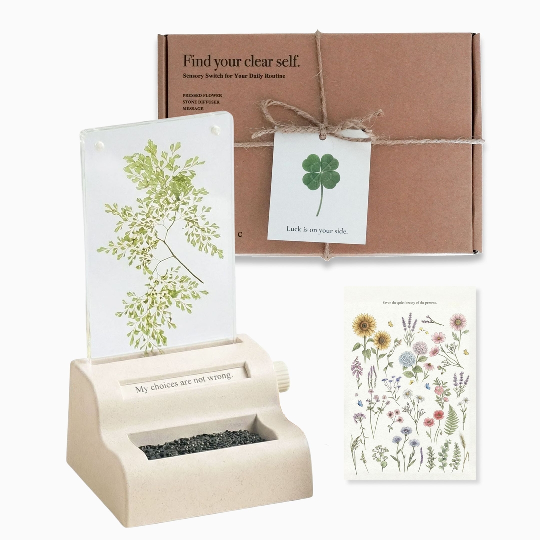 K-Lifestyle WOOTHIC Stone Diffuser + Four-Leaf Clover + Photo & Plant Frame (Random)