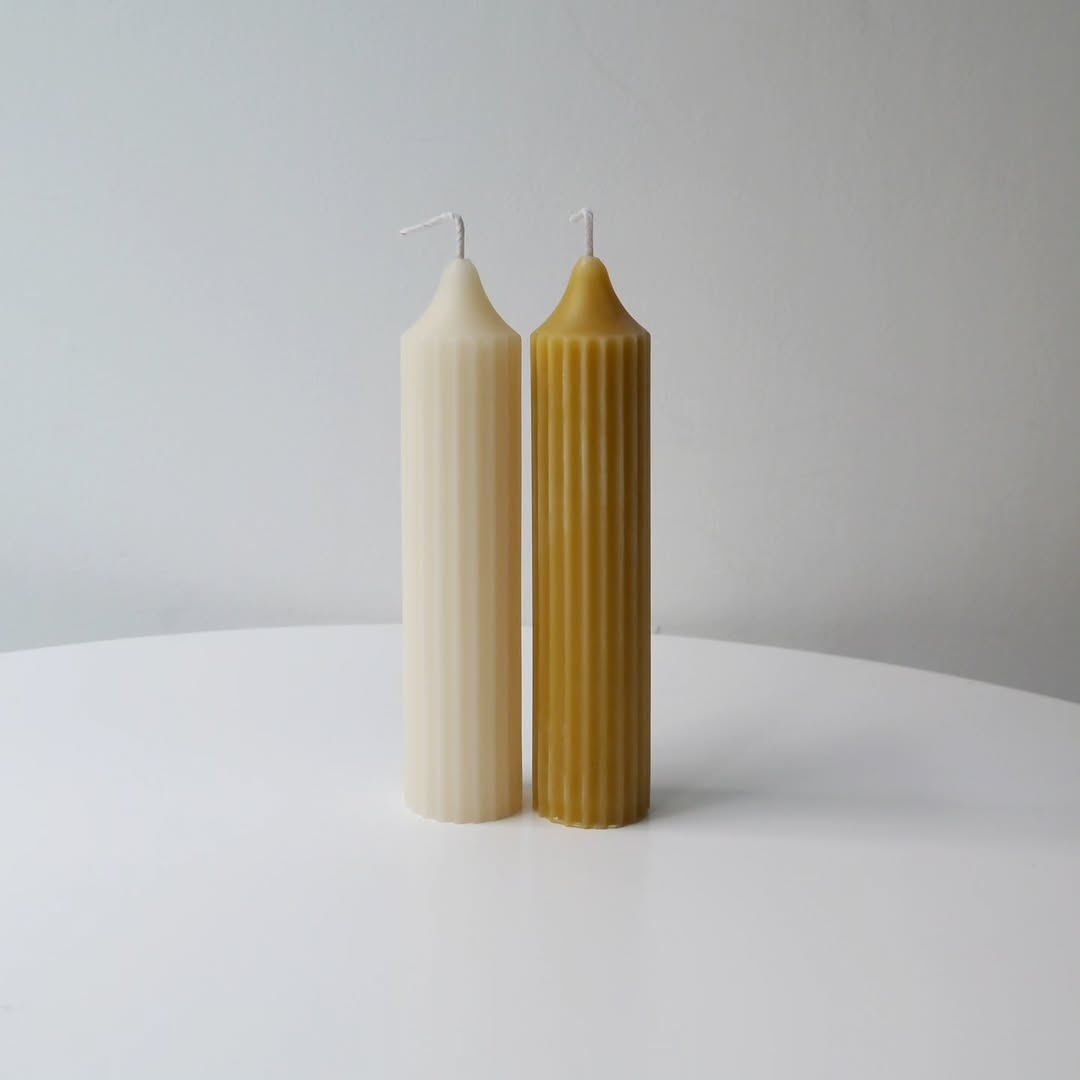 K-Lifestyle NIMOR Honey Bees Candle Striped Beeswax Candle 100% Beeswax Candle