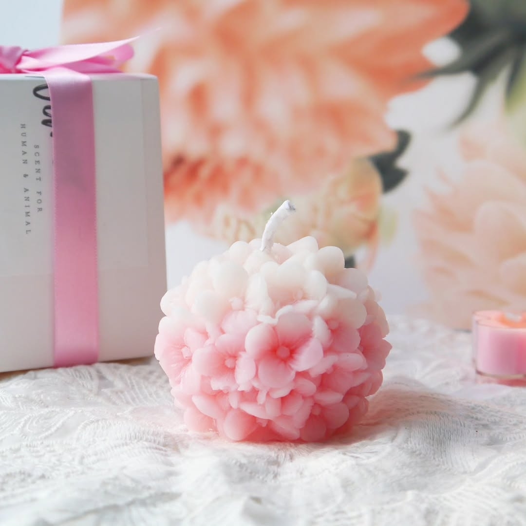K-Lifestyle NIMOR Pangk Blossom Hydrangea Beeswax Candle