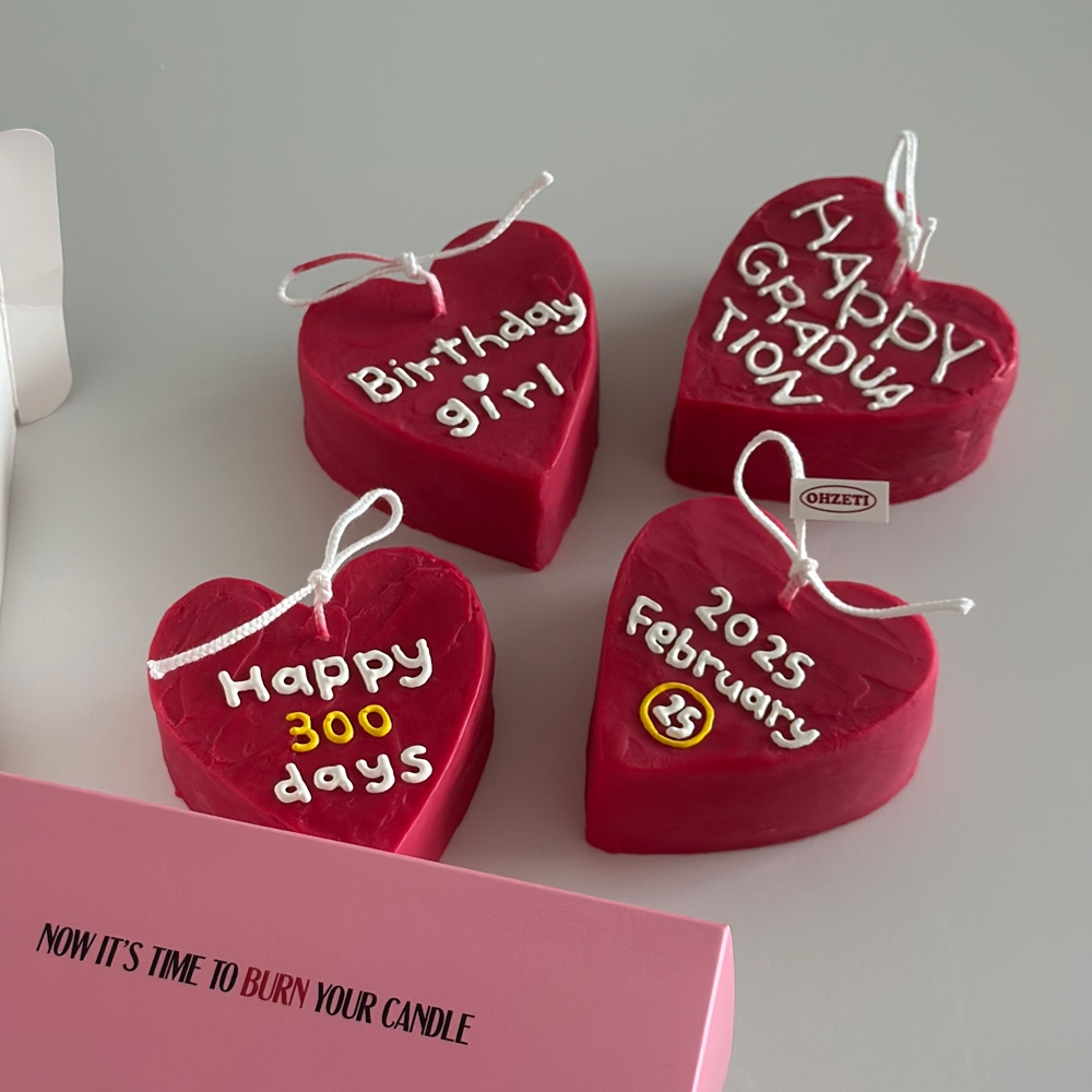 K-Lifestyle OHZETI CANDLE Heart Painting Lettering Candle (Random)