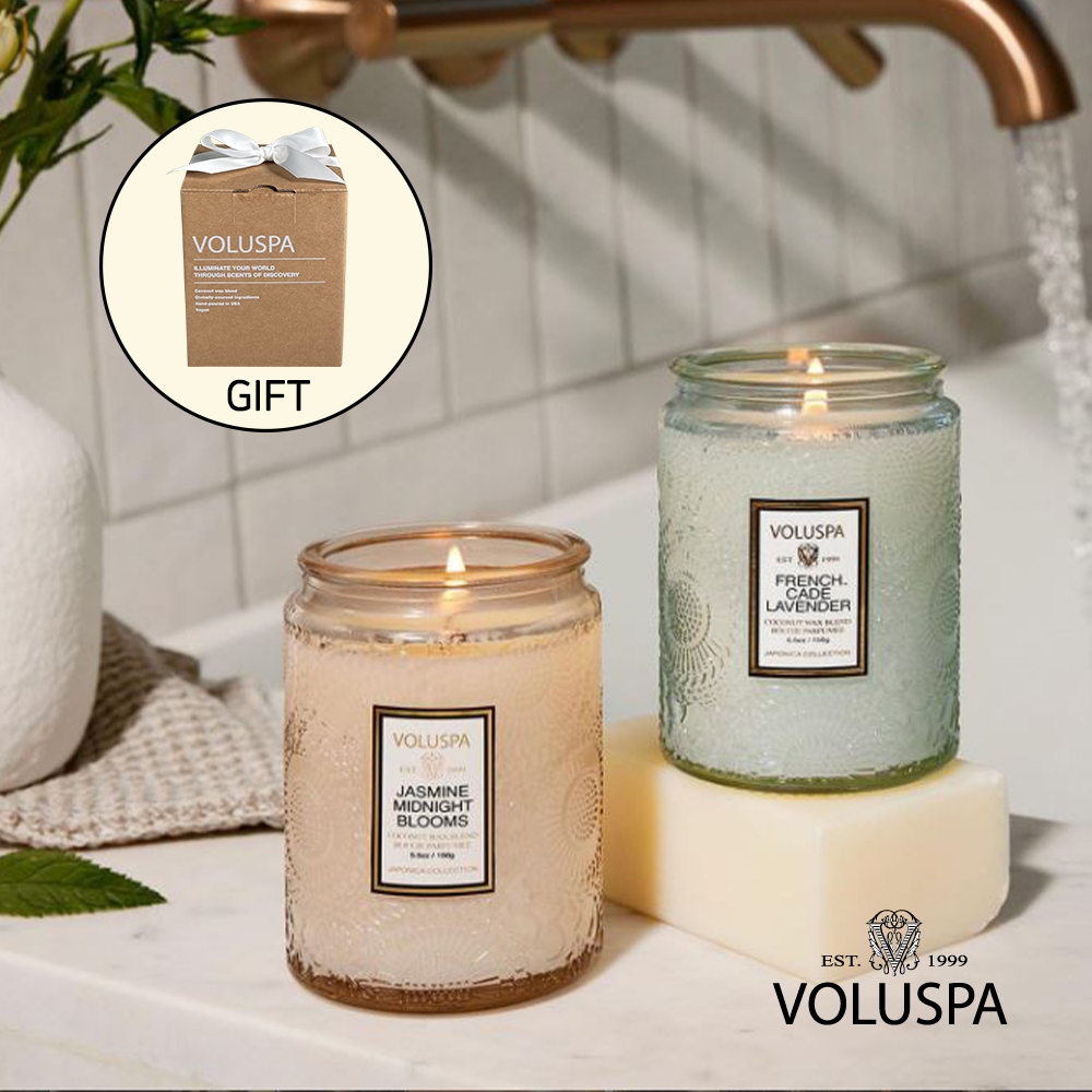 K-Lifestyle VOLUSPA Japonica M Glass Candle 5.5oz (156g) (Select 1) (5.5oz)
