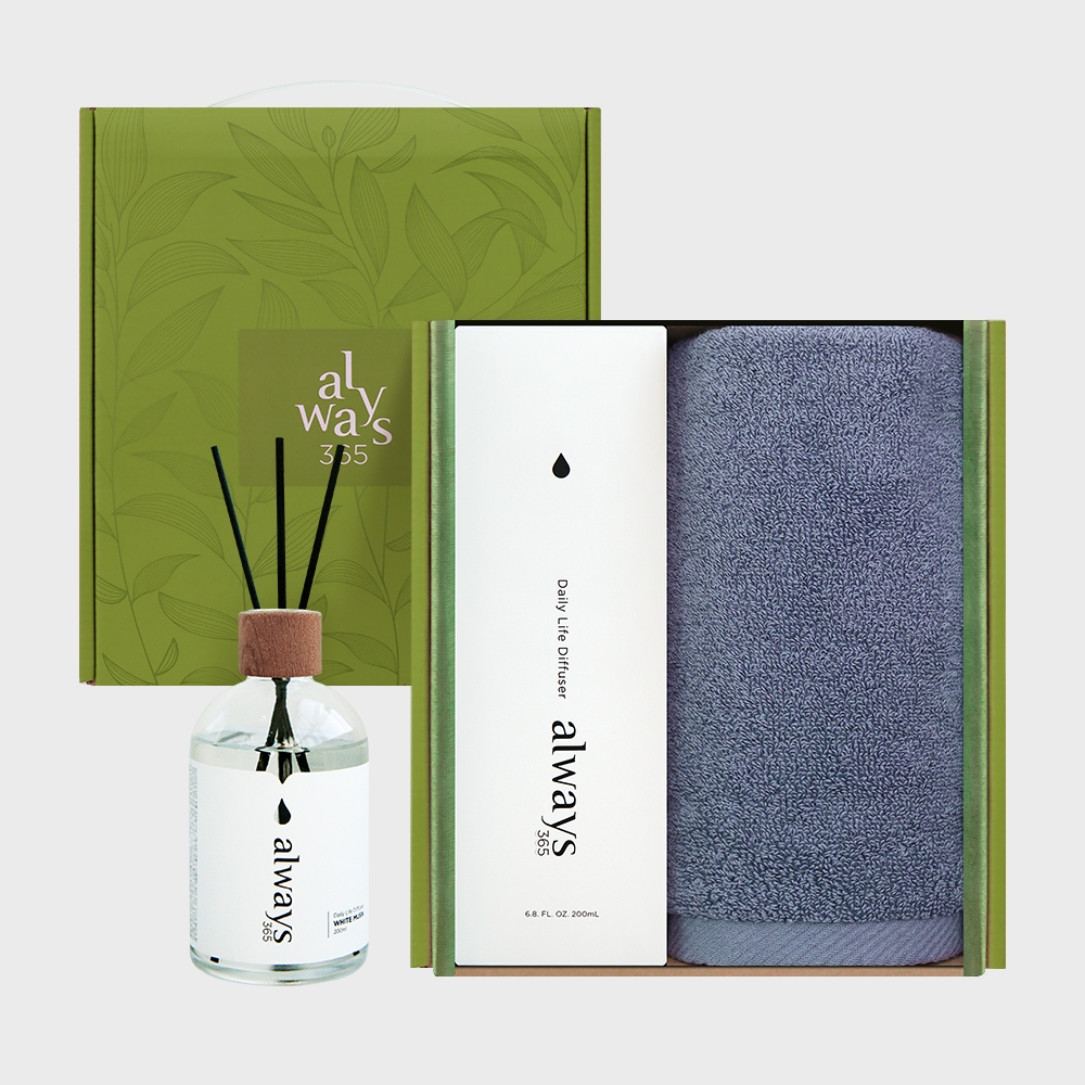 K-Lifestyle SONGWOL TOWEL Antibacterial Plain Face Towel 150g 1P + Diffuser 1
