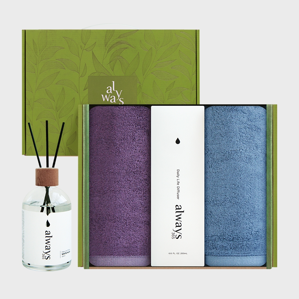 K-Lifestyle SONGWOL TOWEL Bamboo Winery 180g 2-Pack + 1 Diffuser
