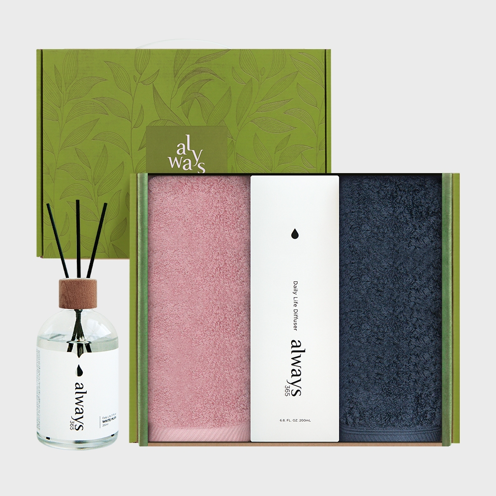 K-Lifestyle SONGWOL TOWEL Hestige Face Towel 180g 2-Pack + 1 Diffuser