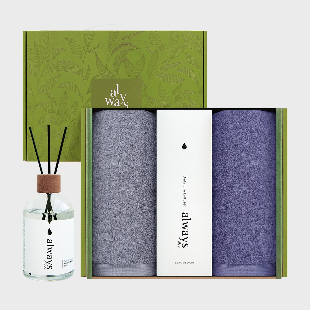 K-Lifestyle SONGWOL TOWEL Taylor Face Towel 160g 2-Pack + 1 Diffuser