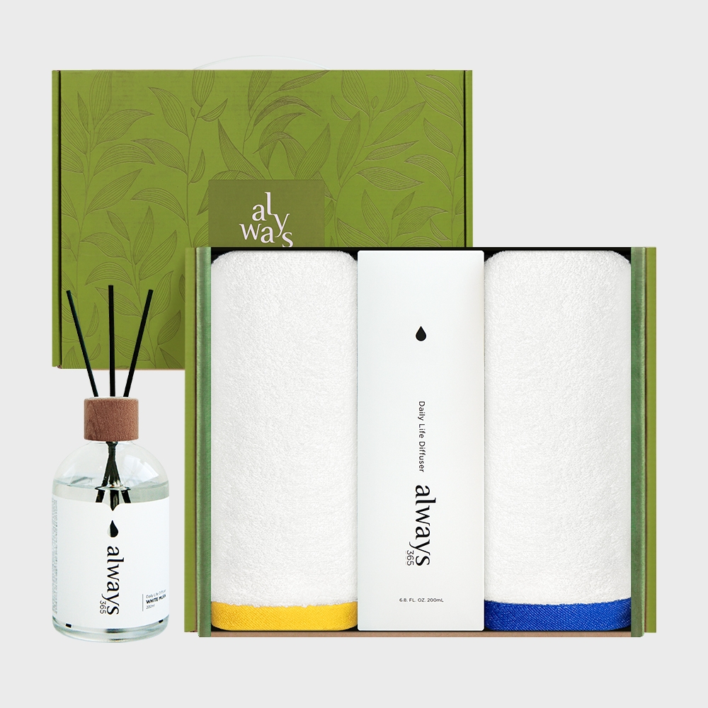 K-Lifestyle SONGWOL TOWEL Fresh Face Towel 180g 2-Pack + 1 Diffuser