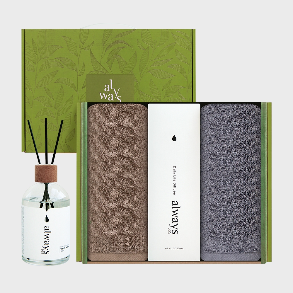 K-Lifestyle SONGWOL TOWEL Oslo Face Towel 150g 2-Pack + 1 Diffuser