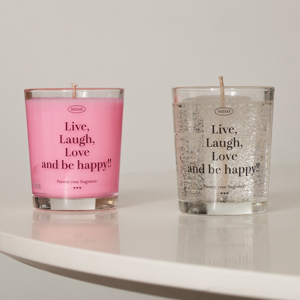 K-Lifestyle 365day L+L+L+H Neon Pink Soy Candle, Gel Candle 2-Piece Set (90ml+90ml) + Lighter