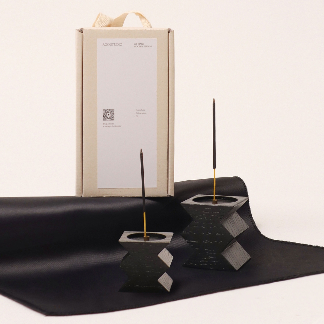 K-Lifestyle AGO STUDIO Zigzag Incense Holder_Black (2 sizes)