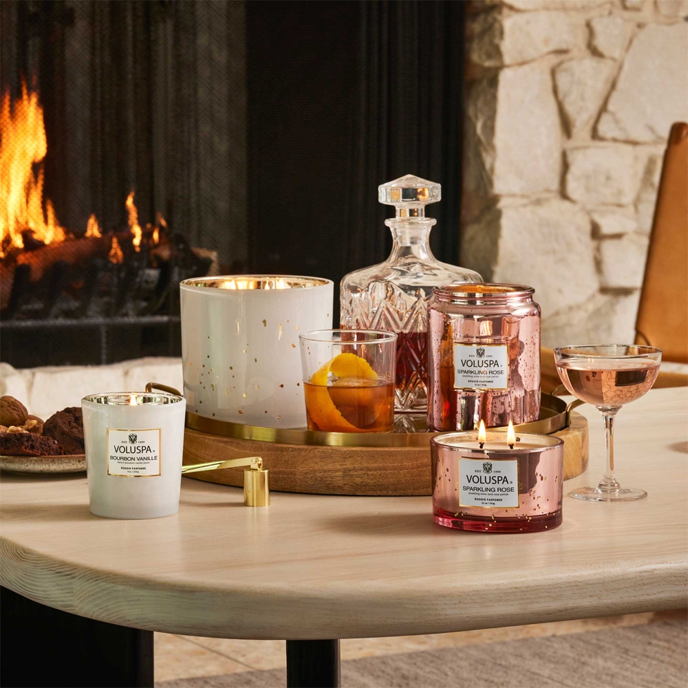 K-Lifestyle VOLUSPA Sparkling Rose L Glass Candle 18oz (510g) (18oz)