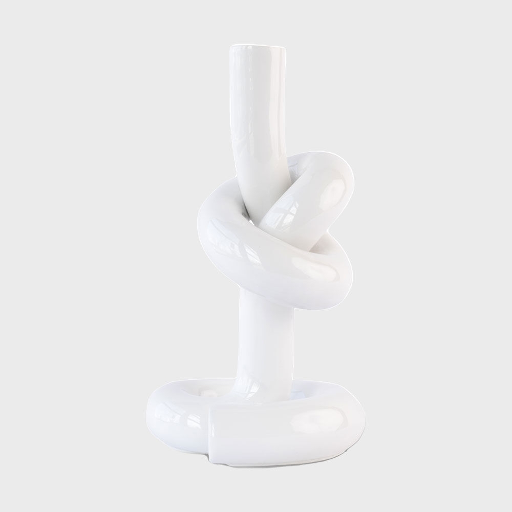 K-Lifestyle WERKWAARDIG Knotted Candle Holder White 13x23x12