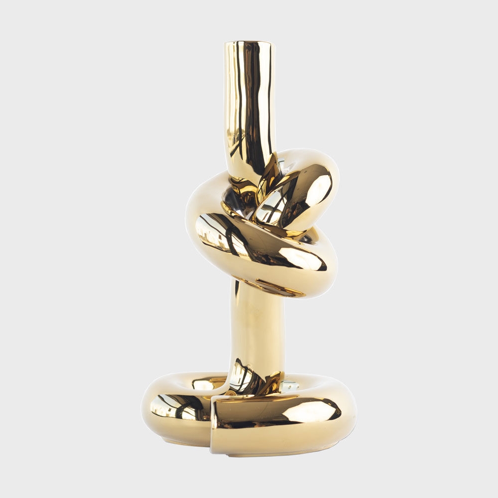 K-Lifestyle WERKWAARDIG Knotted Candle Holder Gold 13x23x12