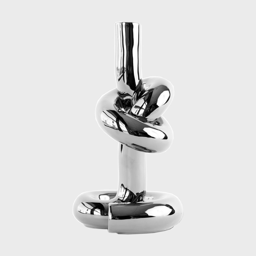 K-Lifestyle WERKWAARDIG Knotted Candle Holder Silver 13x23x12