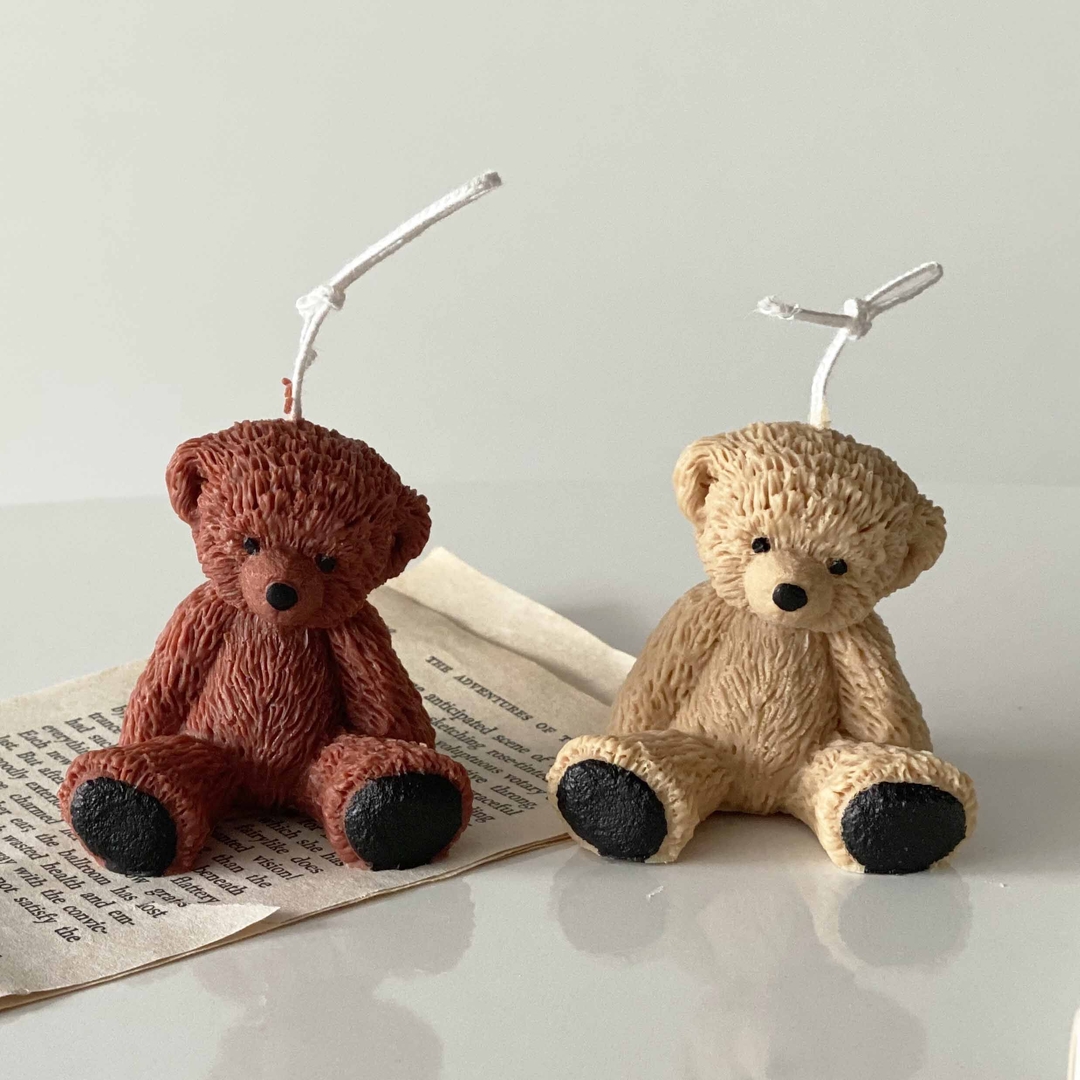 K-Lifestyle coming candle Curly Teddy Bear Candle / Interior Decor