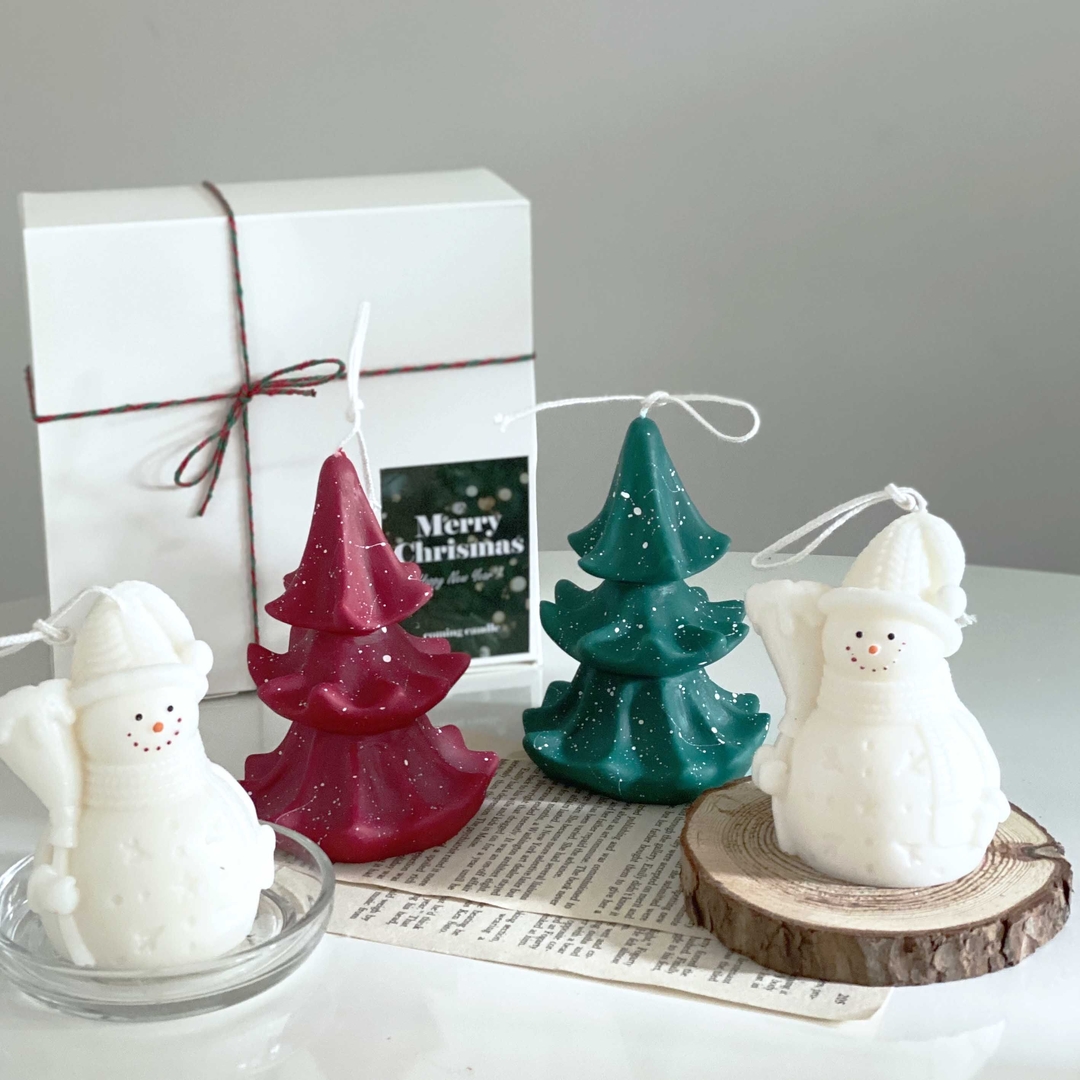 K-Lifestyle coming candle Big Tree + Snowman Candle Set (2 Colors)