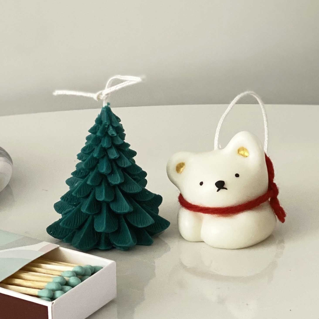 K-Lifestyle coming candle Bear + Christmas Tree Set