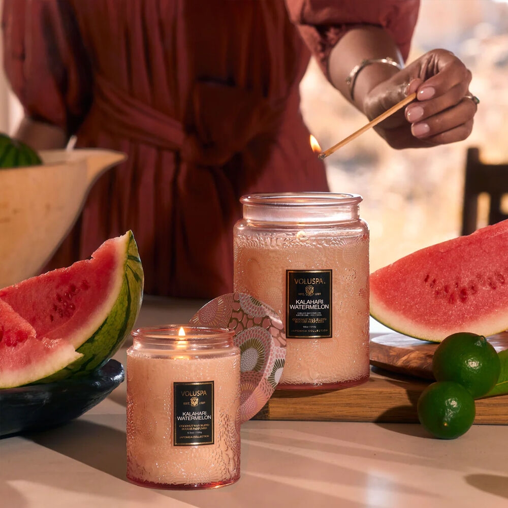 K-Lifestyle VOLUSPA Kalahari Watermelon L Glass Candle 18oz (510g) (18oz)