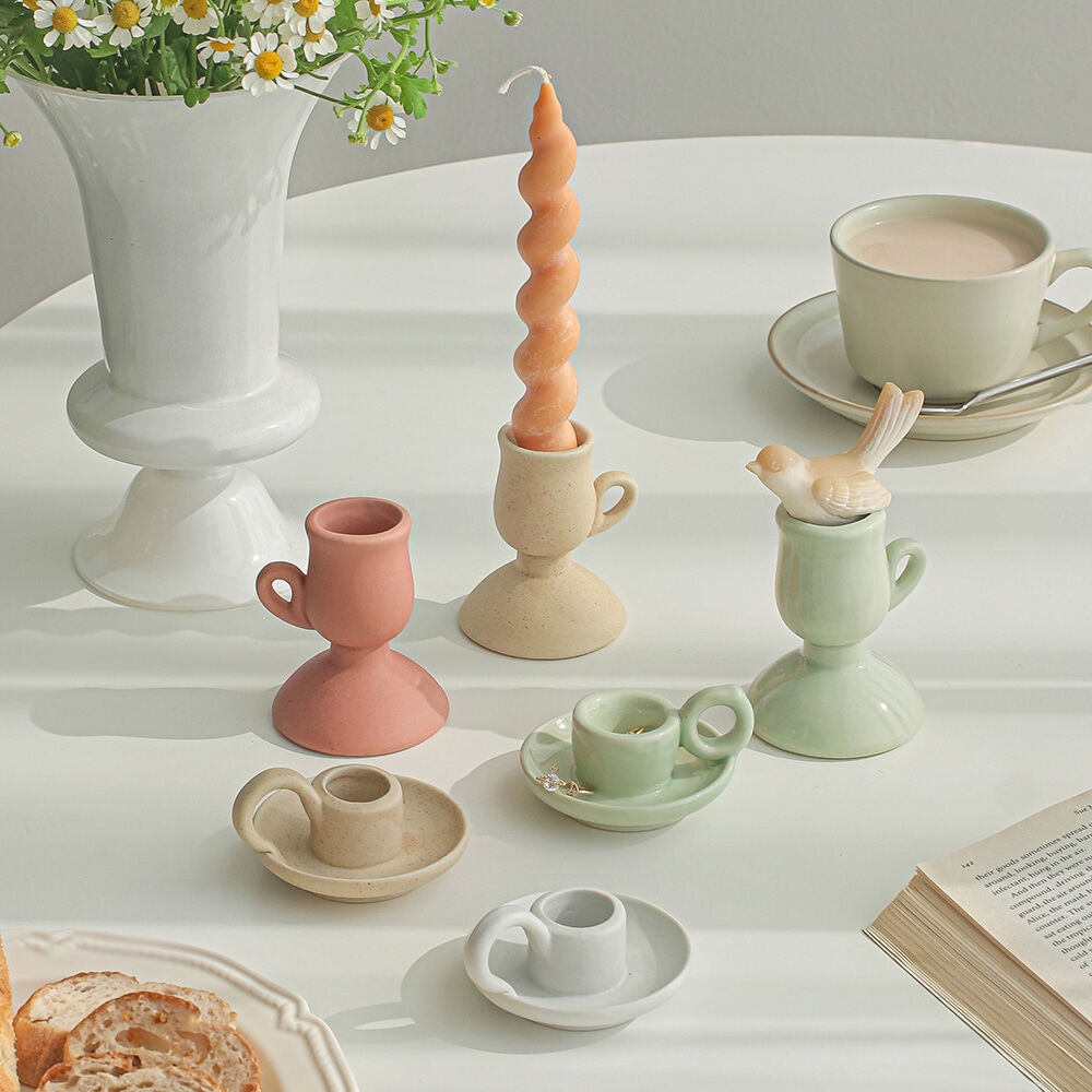 K-Lifestyle livingan Ceramic candle holder, interior photography prop