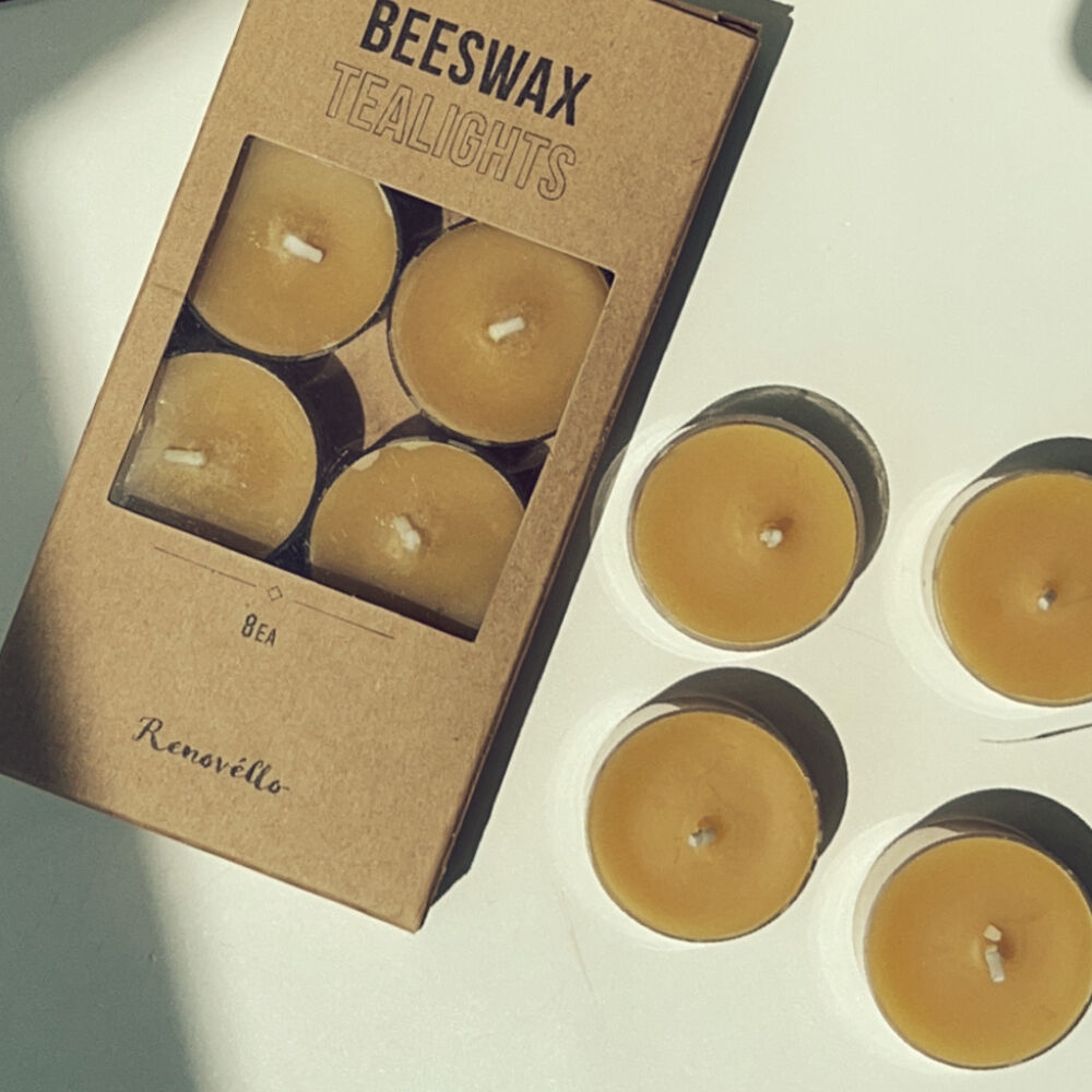 K-Lifestyle Renovello Beeswax Candles, Tealight Candles, Beeswax Aroma Oils, Burners, Accessories (8-Piece Pack)