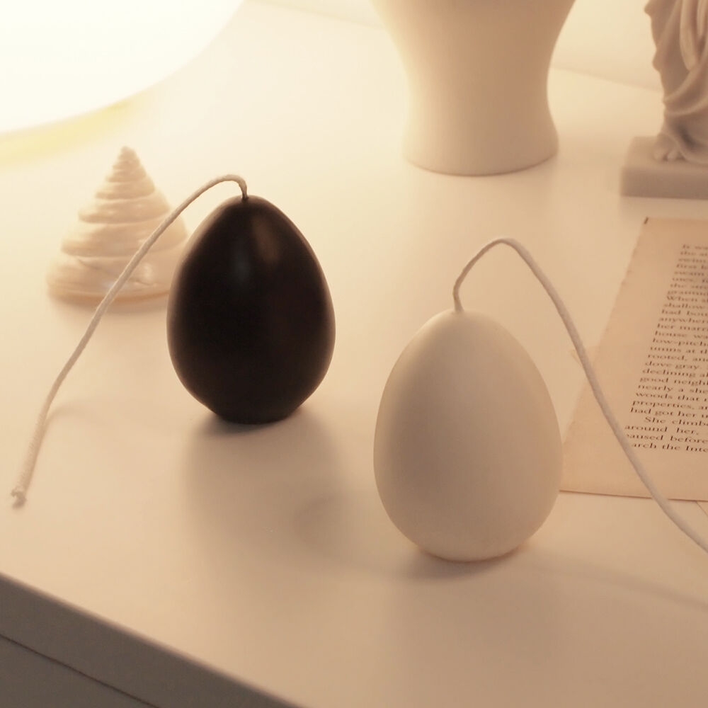 K-Lifestyle 365day Black and White Egg Candle / Designer Candle