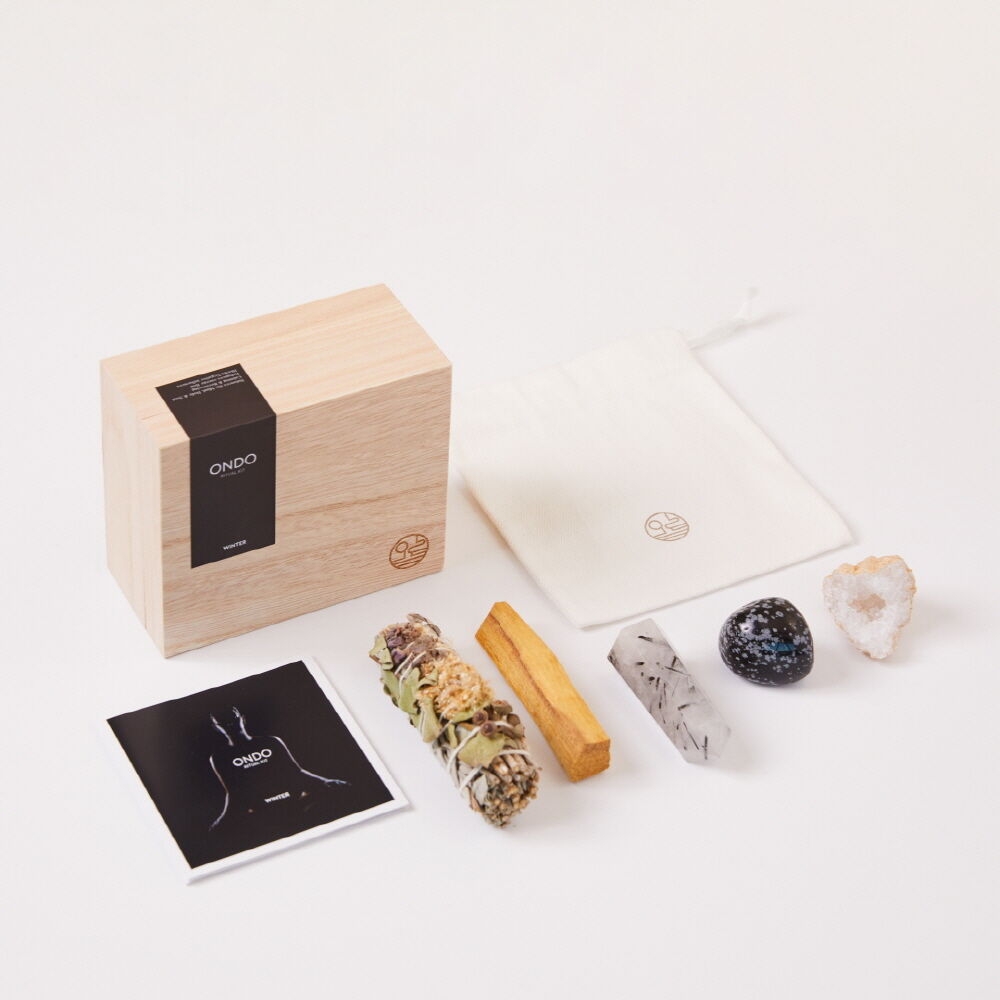 K-Lifestyle ONDO WINTER Ritual Kit - Natural Stone and Smudge Stick Set to Aid Relaxation and Recovery (Random)