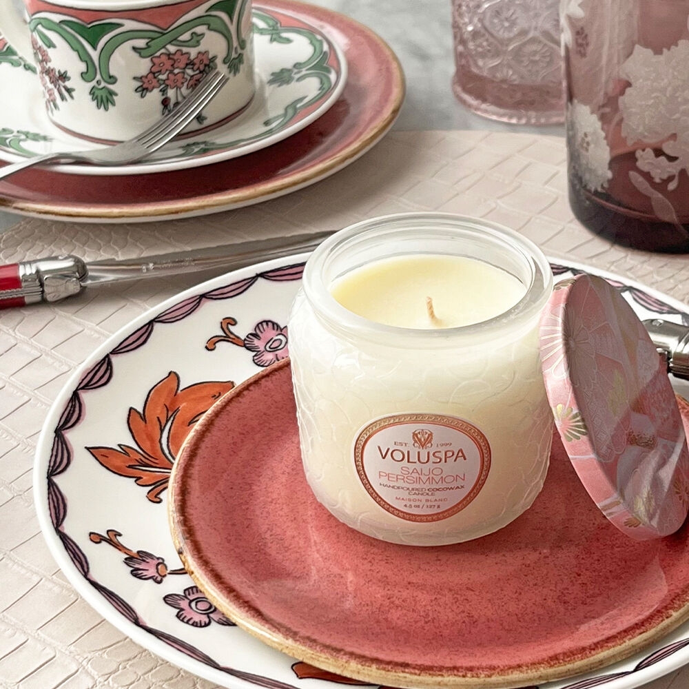 K-Lifestyle VOLUSPA Saizo Persimmon Glass Candle 4.5oz (127g) (4.5oz)