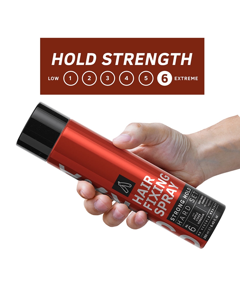 Ustraa Hair Fixing Spray Strong Hold 250ml hold strength scale 6 extreme