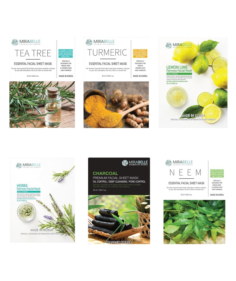 Mirabelle Oily Skin Facial Sheet Mask - 25ml Each (Pack of 6)