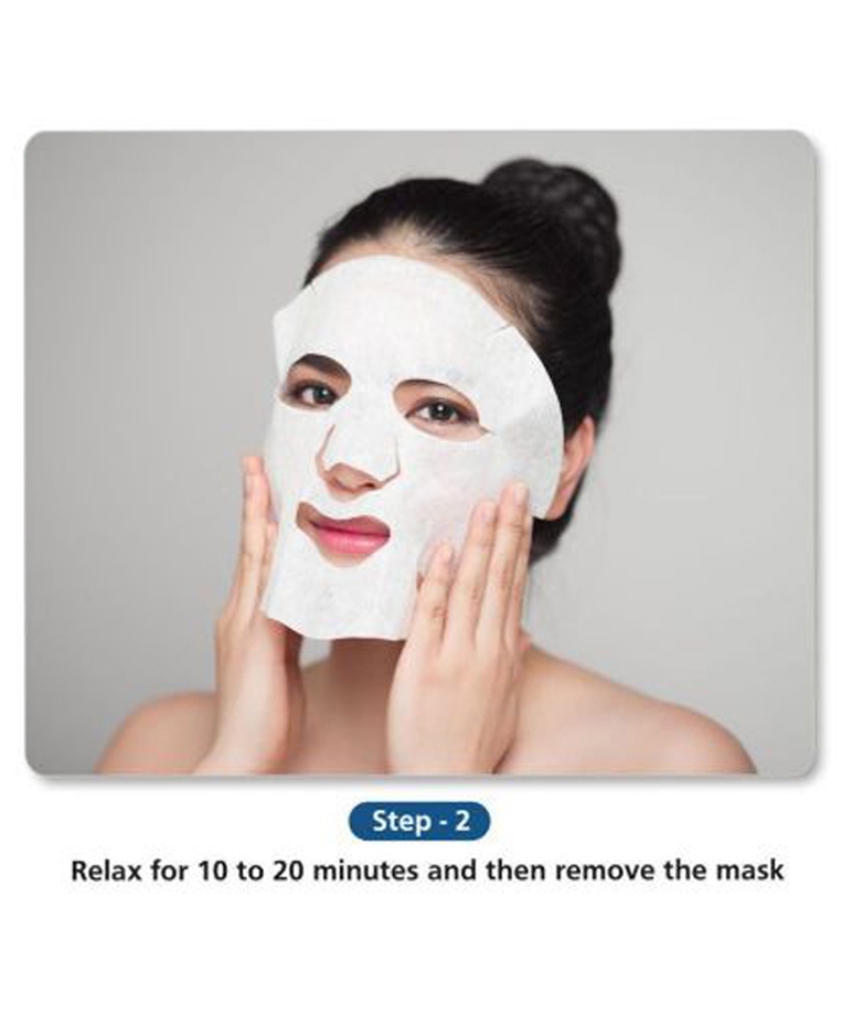 Mirabelle Oily Skin Facial Sheet Mask how to use step 3 tap in remaining essence