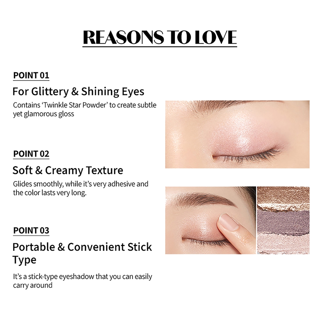 Etude Bling Bling Eye Stick key features glitter, creamy texture, portable stick
