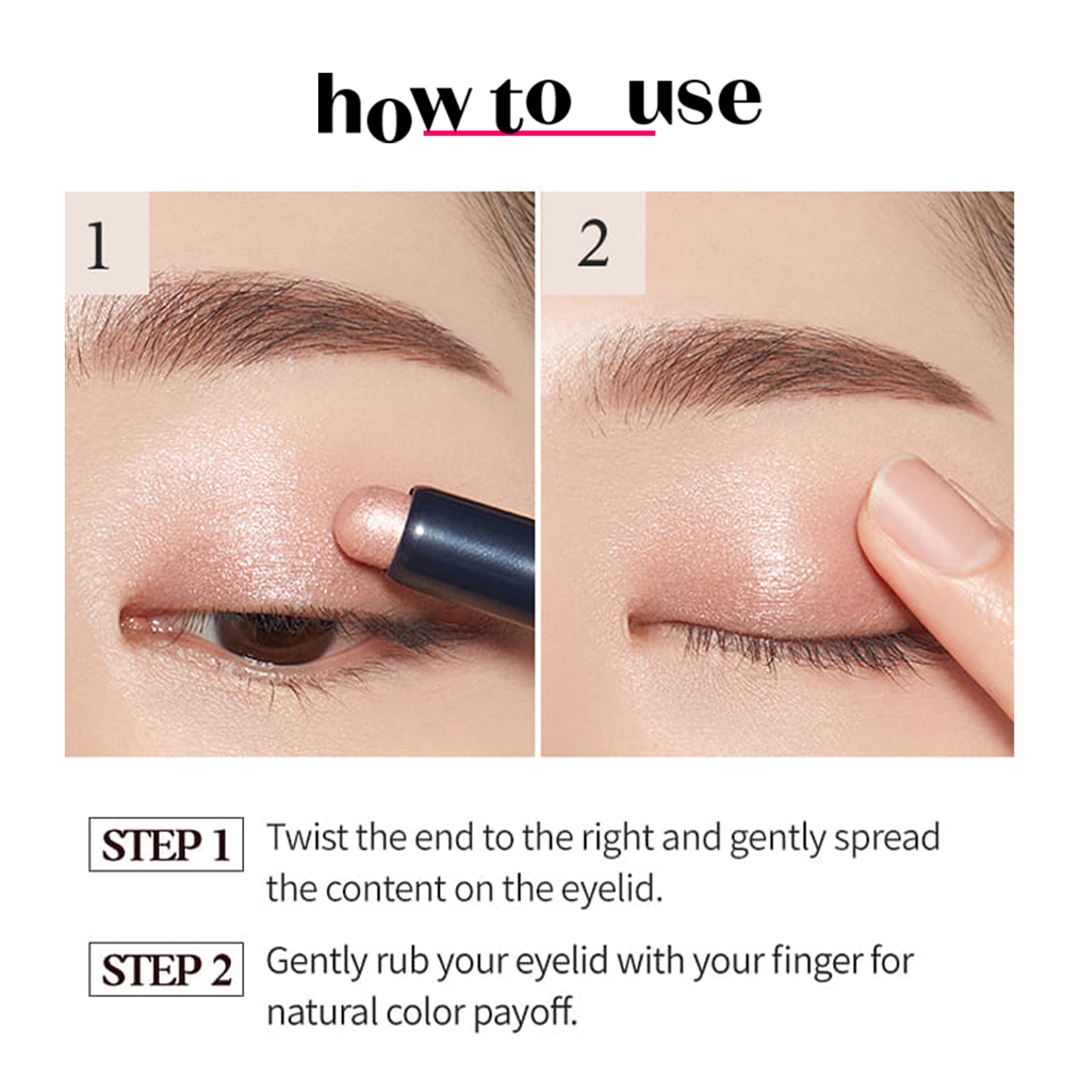 Etude Bling Bling Eye Stick how to use twist-up eyeshadow 2 steps