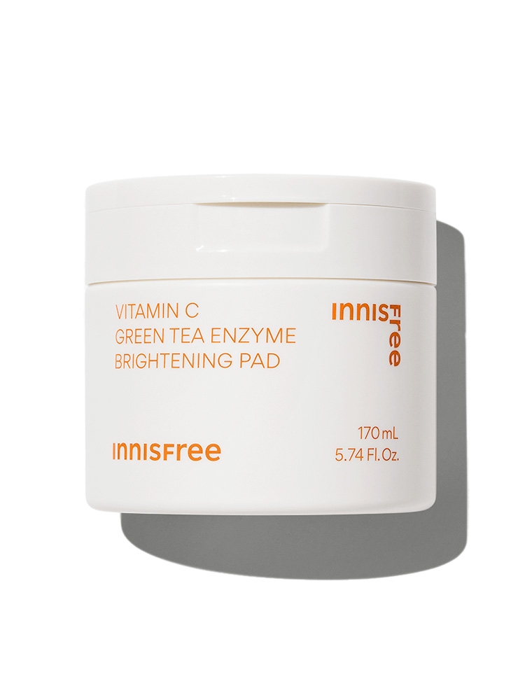 Innisfree Vitamin C Green Tea Enzyme Brightening Pad 170ml toner pad tub front label