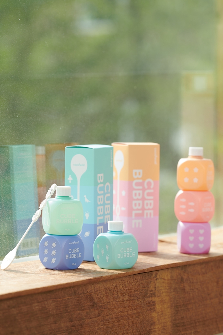 COCOHEALI CUBE BUBBLE 100ml baby bubble wash stacked cube bottles with bubble wand and boxes
