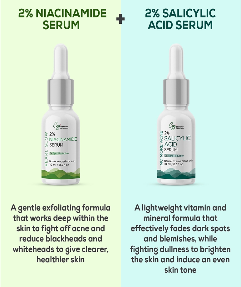 CGG Cosmetic Am/Pm Acne Reduction Combo - 2% Niacinamide & 2% Salicylic Acid Face Serum - 10 ml each – image 3 of 9