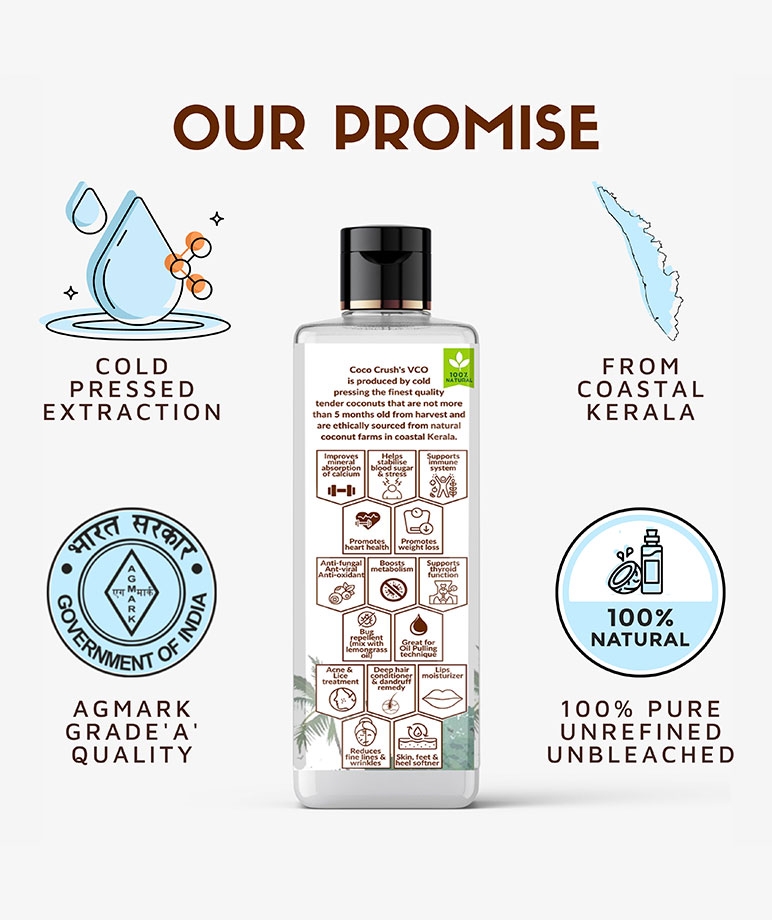 Coco Crush Pack of Virgin Coconut Oil & Leave-in Hair Repair Treatment Serum with Rosemary Oil | 100% Natural | Pack of 2 - 215ml (200ml+15 – image 8 of 8