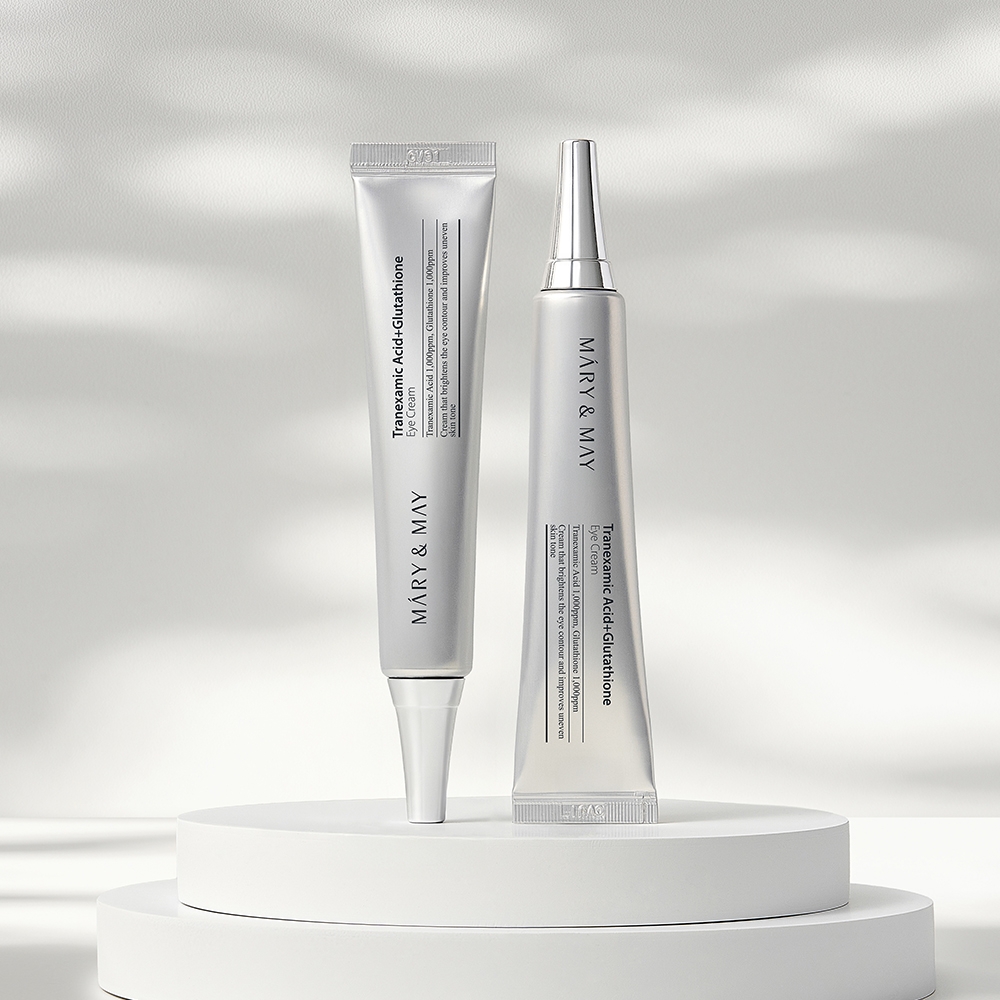Mary&May Tranexamic Acid+Glutathione Eye Cream 30g two tubes, front and back label