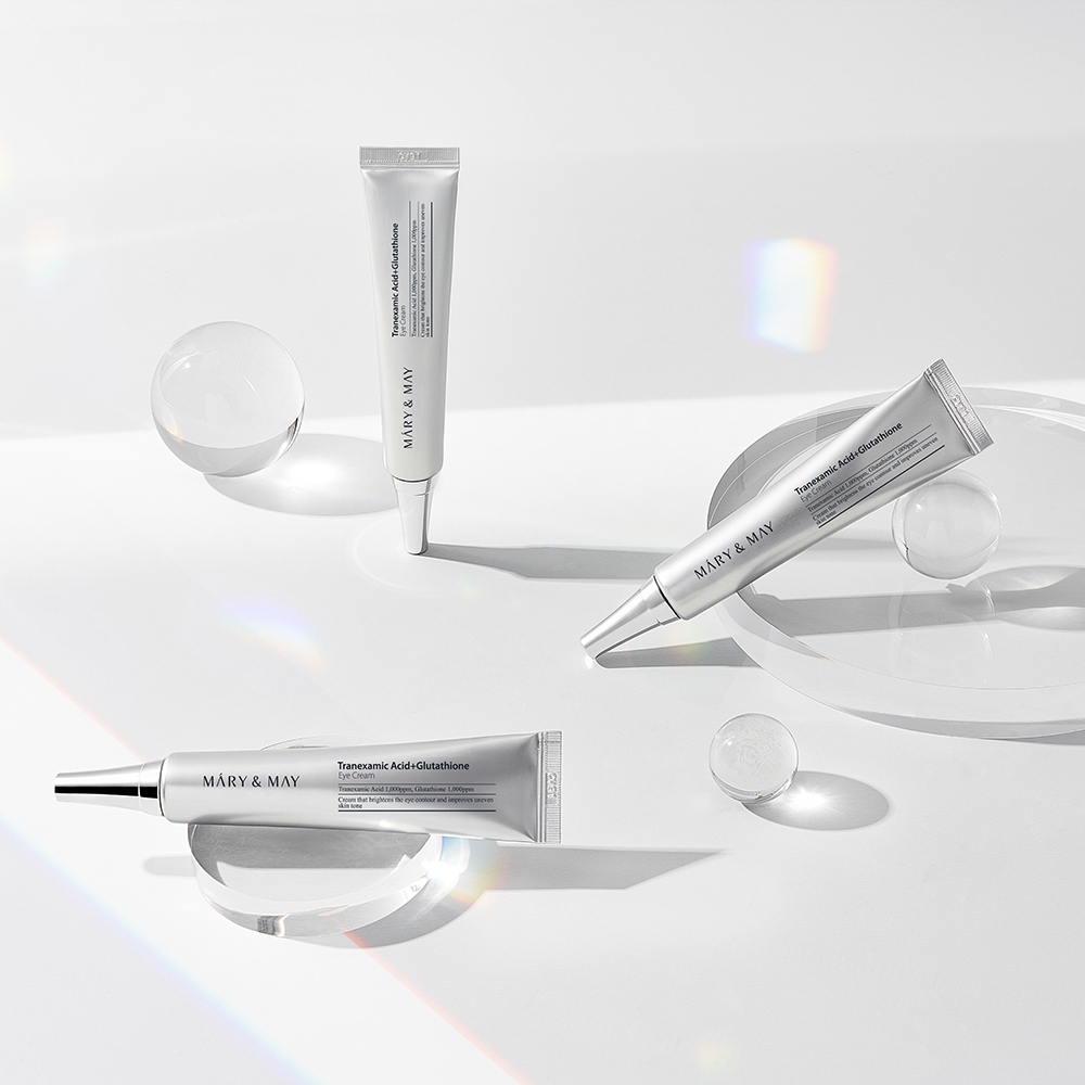 Mary&May Tranexamic Acid+Glutathione Eye Cream 30g three tubes, tube design angles