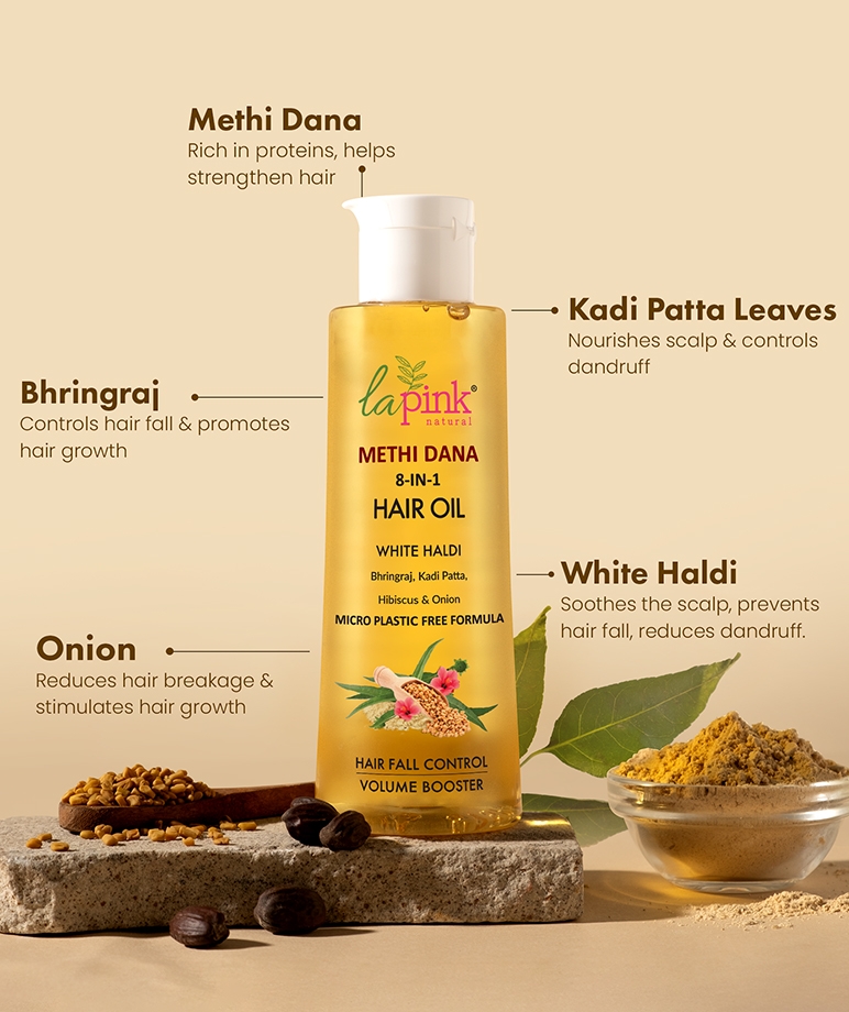 la Pink Methi Dana 8-in-1 Hair Oil with Hibiscus & Onion | Hair Fall Control & Hair Growth | – image 3 of 8