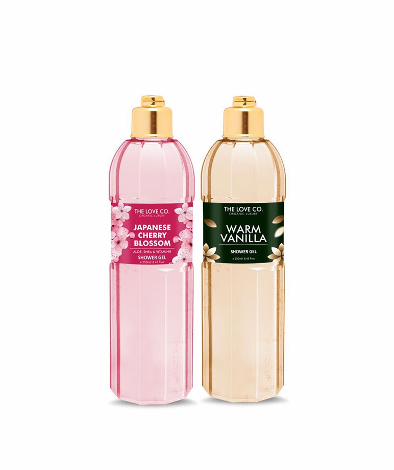 THE LOVE CO Japanese Cherry Blossom + Warm Vanilla Body Wash Combo Pack of 2 - 250 ml each