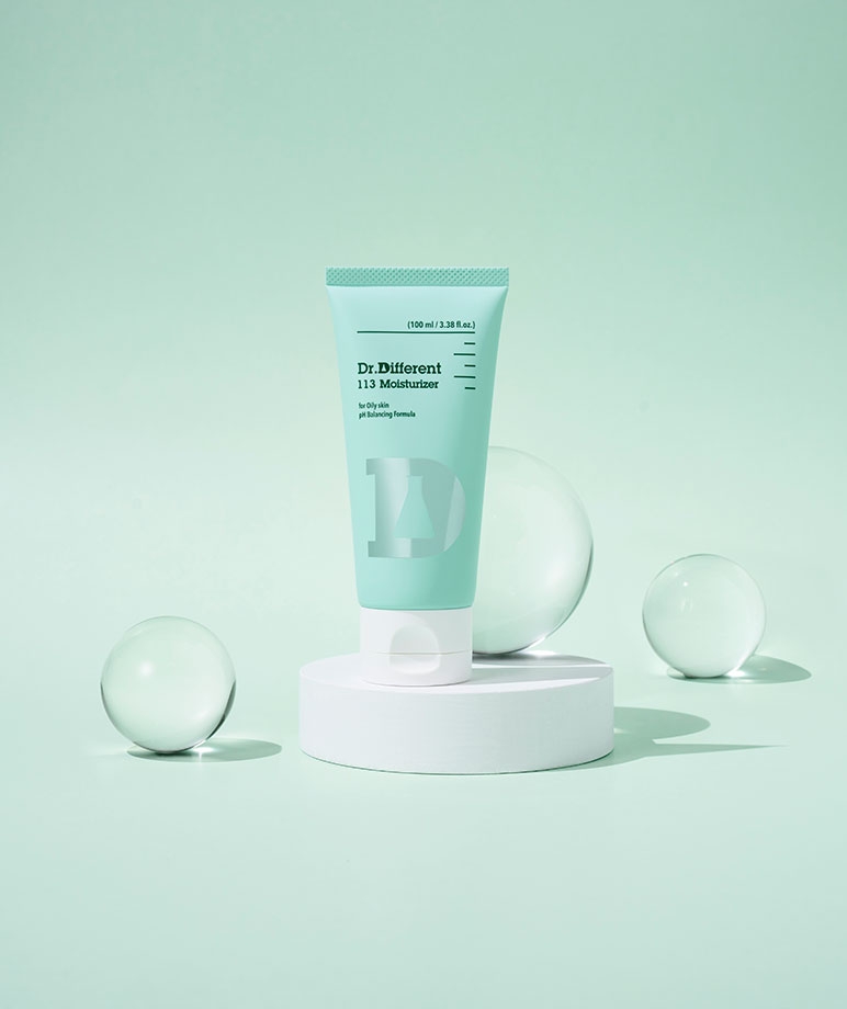 Dr. Different 113 Moisturizer 100ml pH balancing moisturizer for oily skin, front of tube
