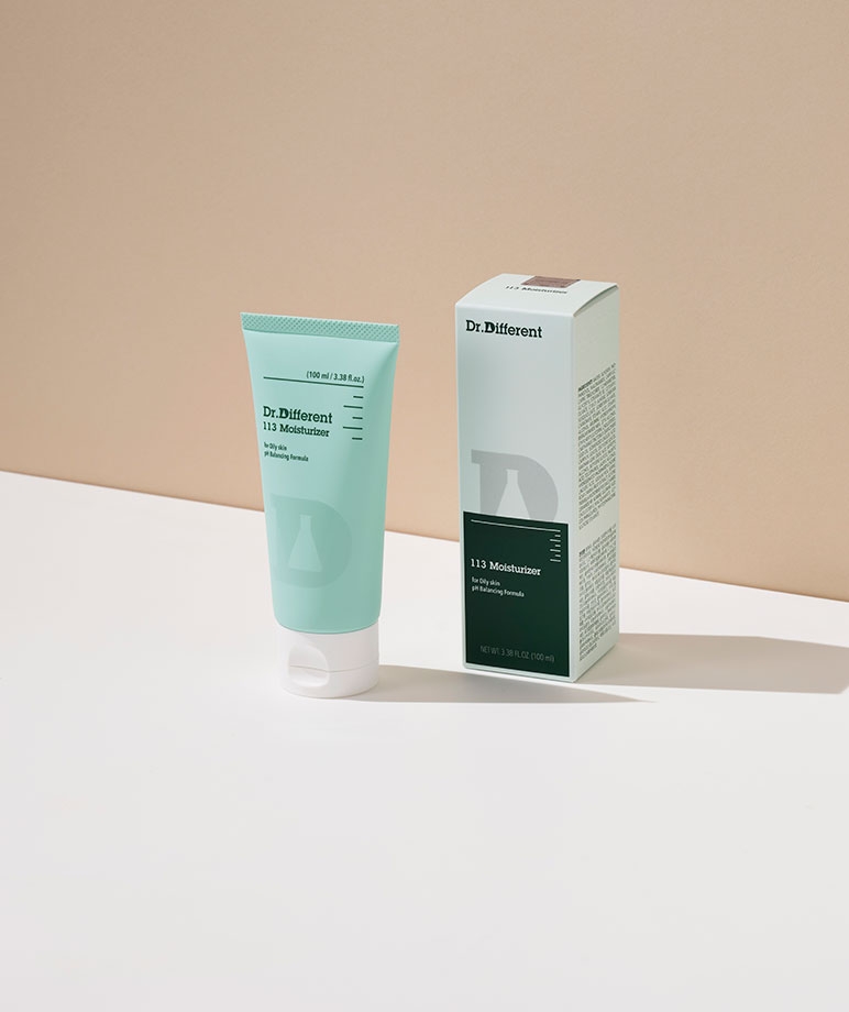 Dr. Different 113 Moisturizer 100ml tube and carton, box side panel