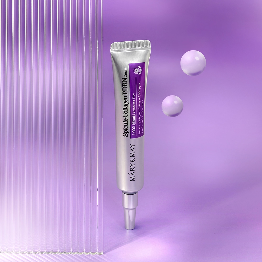 Mary&May Spicule Collagen PDRN Cream 15g tube angled view with label details