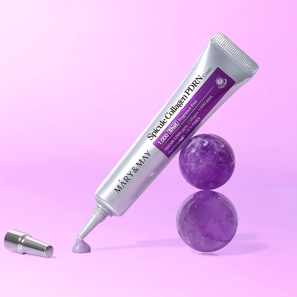 Mary&May Spicule Collagen PDRN Cream 15g open tube nozzle dispensing cream