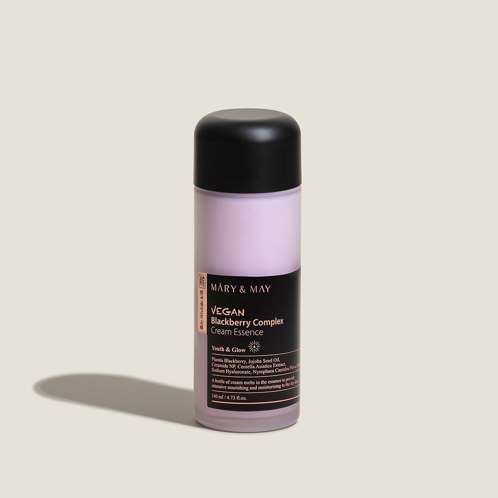 Mary&May Vegan Blackberry Complex Cream Essence 140ml front after shaking, mixed lavender layers