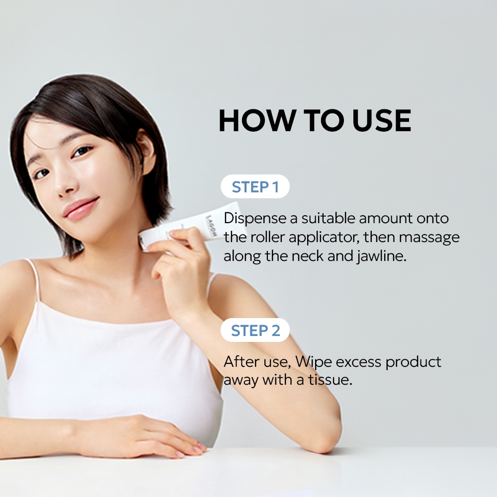 Lagom Collagen Lifting Neck Cream 50mL tube with stainless steel roller, benefits