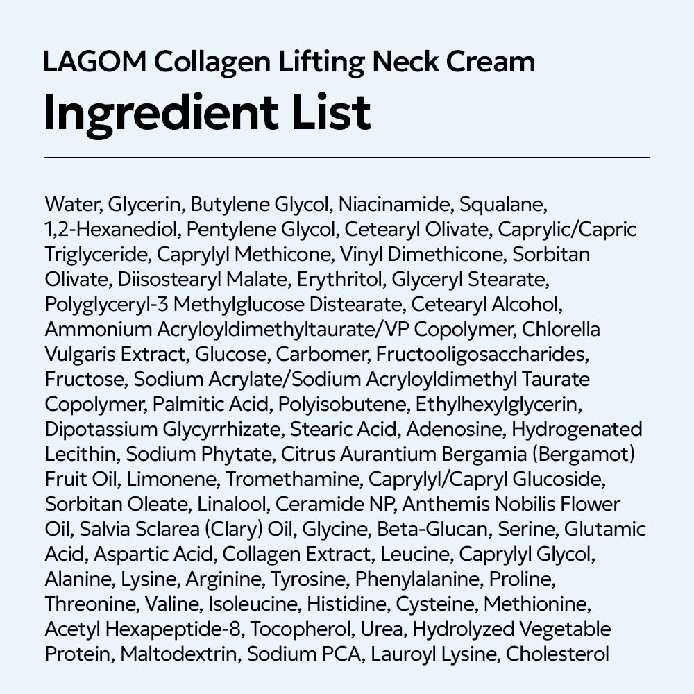 Lagom Collagen Lifting Neck Cream 50mL cream line-up comparison with Mild Moisture and Sensitive Cica Cream