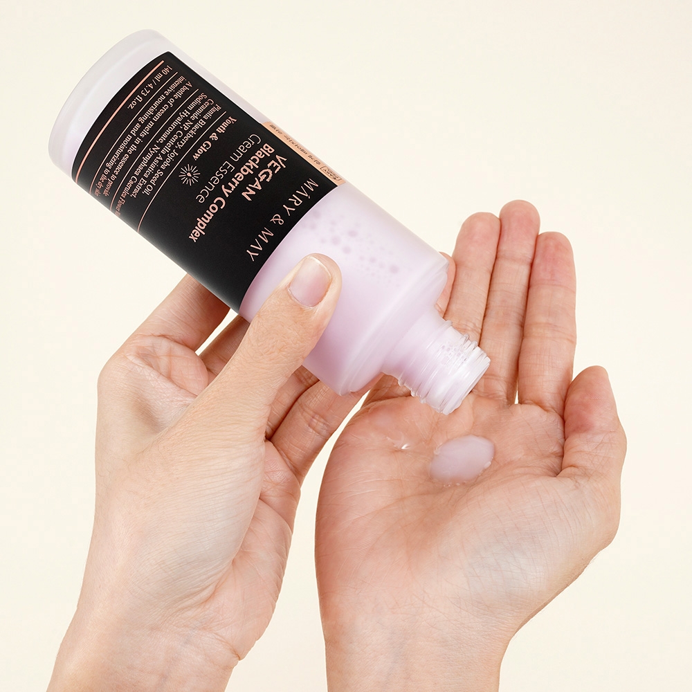 Mary&May Vegan Blackberry Complex Cream Essence 140ml creamy essence texture on palm